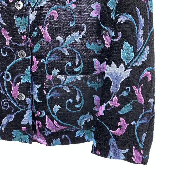 Vintage 90s Appleseeds Tapestry Blazer Jacket Womens Size Medium Floral Print - Picture 4 of 6